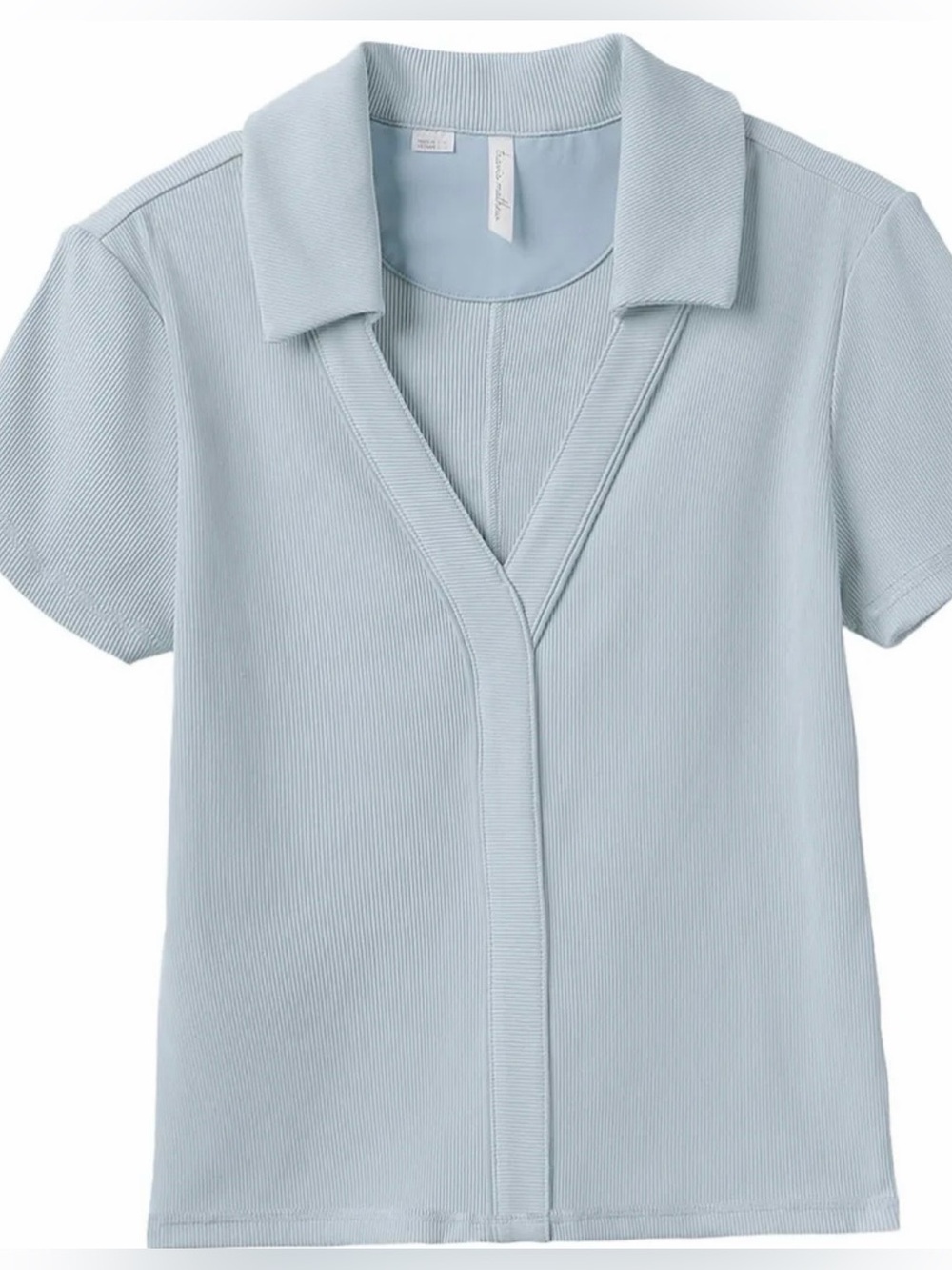Travis Mathew Light Blue Ribbed V-Neck Polo